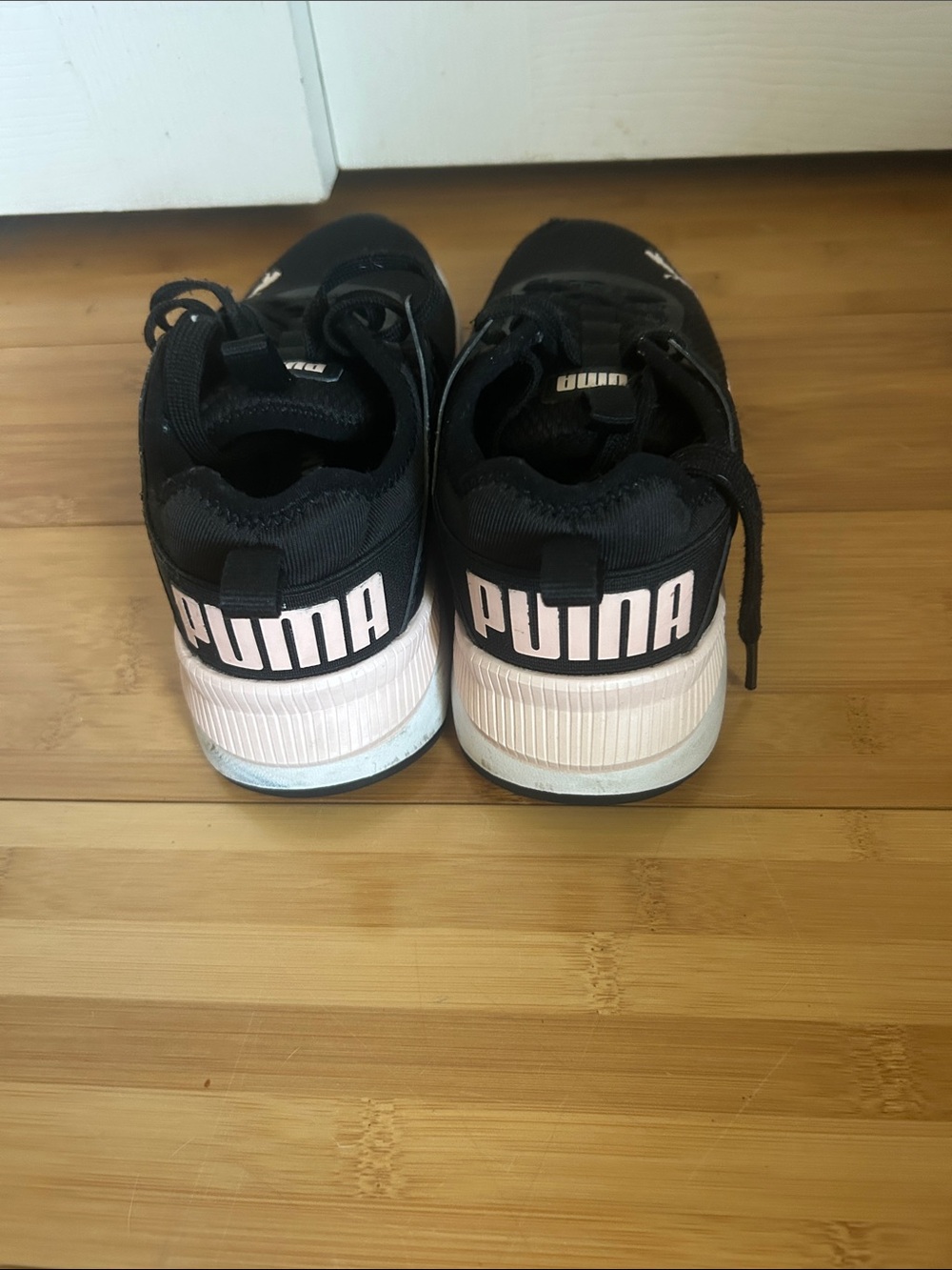 Puma Black Knit Sneakers with pink Logo Accents - Picture 3 of 5